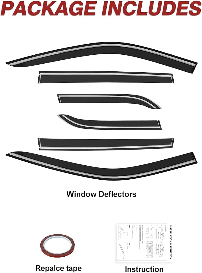 Outside-Mount Window Rain Guards Fit for Jeep Compass 2017-2026, Extra Durable Window Visors Wind Deflector Dark Smoke Vent Shades Car Tape-on with Thicker-6 PCS