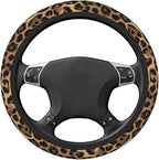 Leopard Print Steering Wheel Cover - Cheetah Steering Wheel Protector Neoprene 15Inch Car Accessories 2 Pcs Car Coasters for Women Men