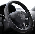 Sport Leather Steering Wheel Cover 14 1/2 inch to 15 inch Universal, Padded Soft Grip Breathable for Car Truck SUV Jeep, Anti Slip Odorless Black