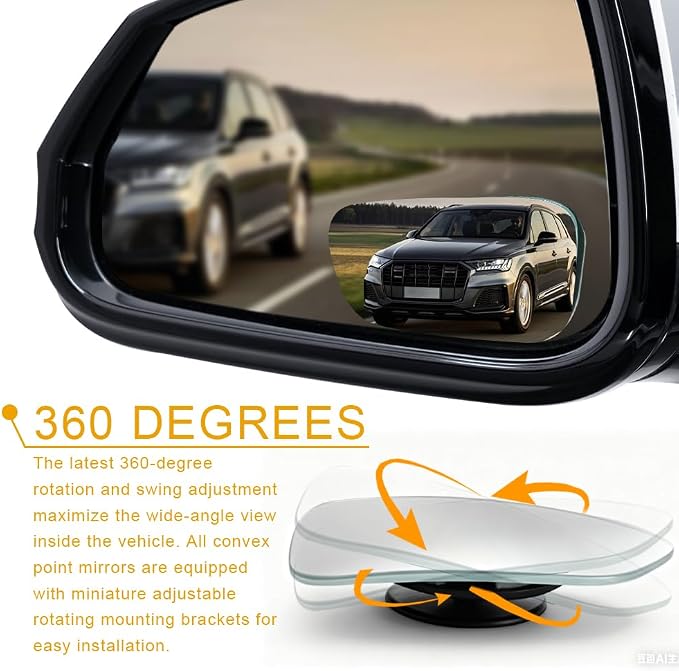 2PCS Blind Spot Mirror, Side Mirror Blindspot, Adjustable Wide Angle Convex Side Rearview Mirrors, Car Exterior Accessories HD Glass Frameless Convex Rearview Universal for Sedan SUV Truck