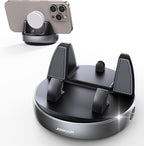 Car Phone Holder, [Adjustable Spring Design] Dashboard Cell Phone Holder Compatible with Popsocket, 360°Rotatable & Vertical 30°Adjustable Mount for Car, Silver