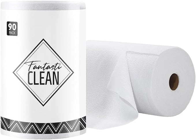 Microfiber Cleaning Cloth Roll -90 Pack, Tear Away Microfiber Towels, 12" x 12", Reusable, Washable, Scratch Free, Ultra Absorbent Dishcloth for All-Around Cleaning Supplies (White)