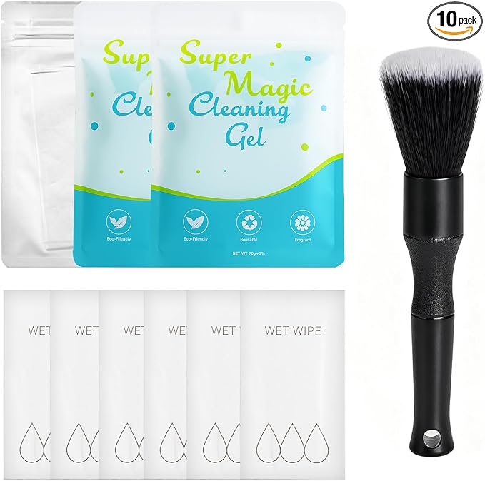 Car Interior Detailing Cleaning Kit-10Pcs Car Screen Cleaner,Clean Gel, Detailing Brush, Cleaning Tools for Car, Keyboard and Interior Cleaning