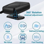 Portable 12V 150W Car Cooler Heater Fan, Plug-in Cigarette Lighter 2-in-1 Cooling & Heating Auto Fan, Summer Rapid Vehicle Interior Cool Down, Winter Windshield Defroster Defogger