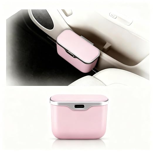 Car Trash Can with Lid - Leakproof Mini Garbage Bin for Door or Seatback,Premium ABS Auto Organizer,Space-Saving Car Garbage Can for Commuters,Families and Pet Owners,Fit for SUV,Sedan,Truck (Pink)