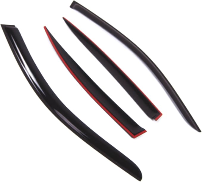 WD2-675 Dark Smoke 4 Pcs Set Window Visor (Outside Mount) Deflector Rain Guard Compatible with 2004-2010 BMW 525i 530i 545i