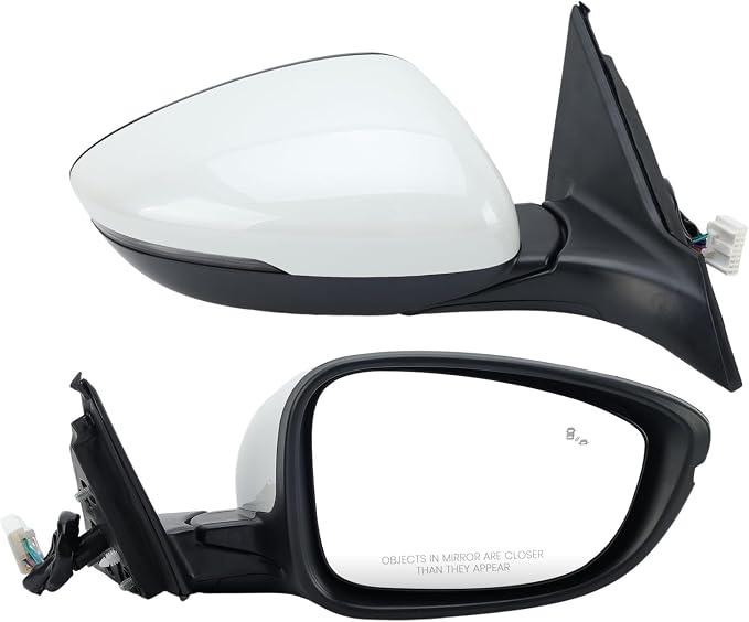 Right Passenger Side Mirror Compatible with 2018-2022 Honda Accord Power Glass | Heated | with Blind Spot | with Turn Signal | Manual Folding Repalces HO1321330 (8Pins-Pearl White)