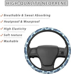 Cartoon Animal African Rhinos Steering Wheel Covers Anti-Slip Elasticity Car Accessories Steering Wheel Protector Universal 15 Inch for Cars SUV Vehicle Truck