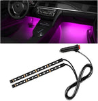 Wevdn Car Interior LED Strip Light, 12V 24 LED Neon Ambient Night Light with Cigarette Lighter Plug, Automotive Atmosphere Decorative Under Dash Lighting Kit, Car Accessories (Pink Purple)