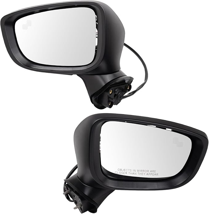 Driver & Passenger Side Power Mirror Set Smooth Black without Heat with Blind Spot Indicator Compatible with 2017-2021 Mazda 6 MA1320231 MA1321231
