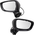 Driver & Passenger Side Power Mirror Set Smooth Black without Heat with Blind Spot Indicator Compatible with 2017-2021 Mazda 6 MA1320231 MA1321231