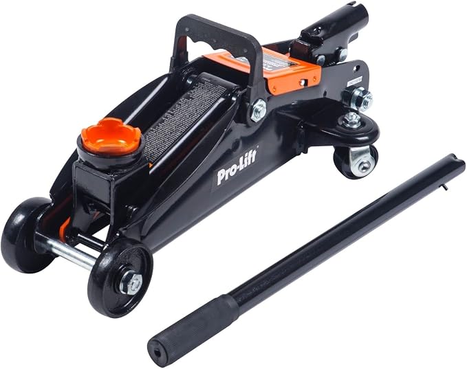 Hydraulic 1.5 Ton Trolley Jack Car Lift with Blow Molded Storage Case - 3000 LBS Capacity Orange
