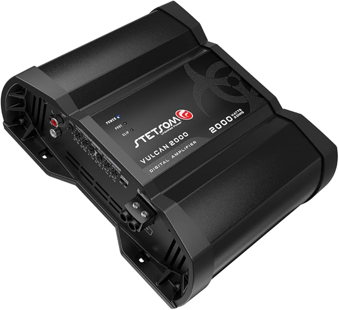 Vulcan 2000 2 Ohms Car Amplifier, Mono Full Range 2000.1 2K Watts RMS, 2Ω Stable Car Audio, HD Sound Quality, Crossover & Bass Boost, Car Stereo Speaker Subwoofer MD, Smart Coolers