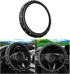 Bling Car Steering Wheel Cover, Non-Slip Elastic Stretch Leather Auto Steering Wheel Protector, Sparkling Diamond Vehicle Decor Accessories for Women Girls, Universal for Vehicles (Gray)