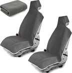 Waterproof Stain Resistant Towel Car Seat Covers，Universal Non-Slip for Gym Workout, Swimming, Beach and Workout Outdoor, Machine Washable(Gray, 2 Pack)