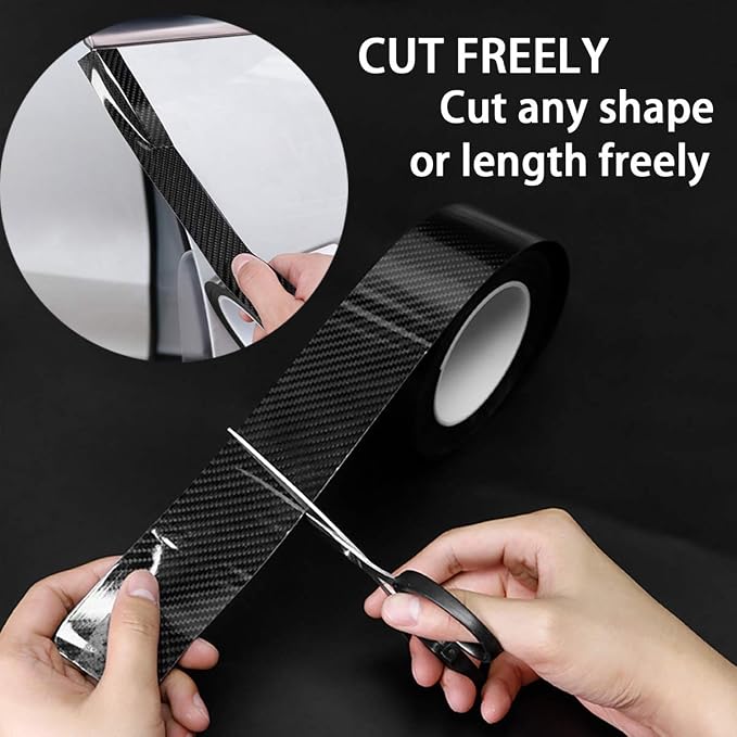 Car Door Edge Guards Door Sill Protector, 2In x 33Ft 5D Carbon Fiber Car Wrap Film, Vinyl Automotive Wrap Film Anti-Collision Fits for Most Car(Black)