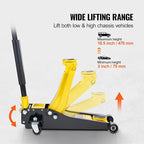 Low Profile Floor Jack 2 Ton (4400 lbs), Heavy Duty Iron Hydraulic Racing Floor Jack, Hydraulic Car Jack, Dual Piston Quick Lift Pump, 3"-18.5" Height Lifting Range (Yellow)