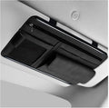 Car Sun Visor Organizer, Leather Sun Visor Pocket Organizer Case with Multi-Pocket Net Zipper, Suede Note Holder Car Visor Storage Pouch for Card Pen Sunglasses Document (Black)