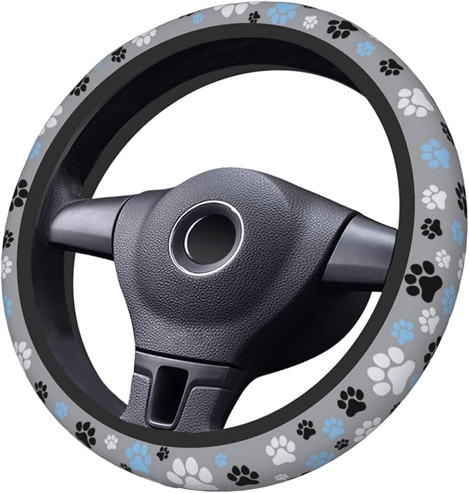 Paw Print Steering Wheel Cover Car Decor for Women