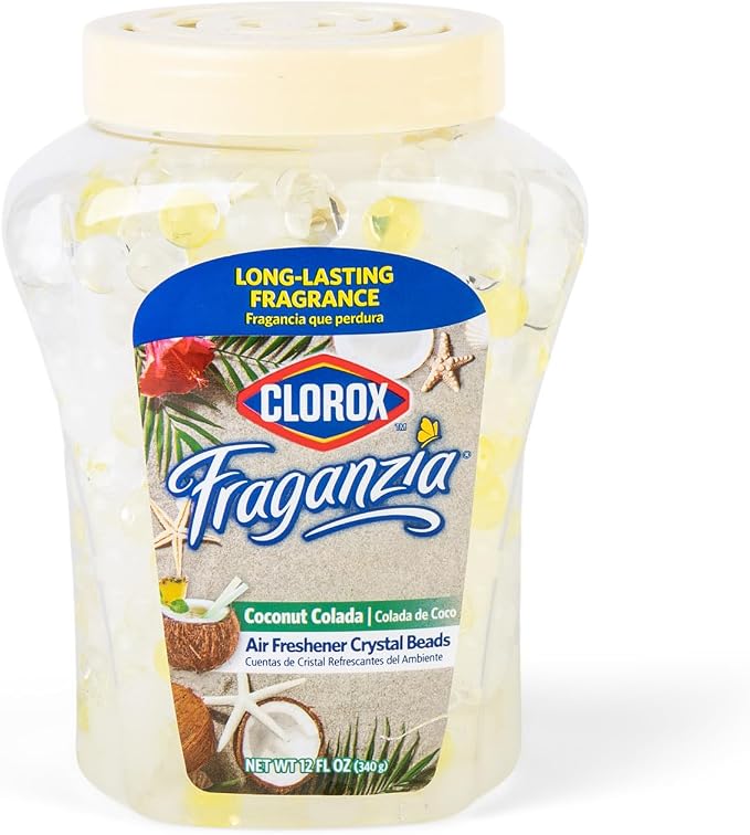 Fraganzia Crystal Beads Air Freshener, Long Lasting Room Deodorizer and Odor Eliminator Gel Beads to Freshen Home, Car, or Office, Coconut Colada Scent, 12 Fl Oz
