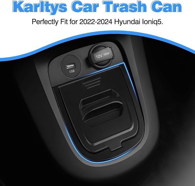 Car Trash Can, Dedicated Garbage Can for with Lid, Odor-Proof Car Garbage Bin Automotive Center Console Organizer for Hyundai Ioniq 5 2022-2024 Interior Accessories(Not for 2025+/N Line)