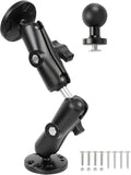 AMPS Round Plate Drill Base for Fish Finder, T-Bolt Track Mount with Aluminum Long Arm Extension for Garmin Striker 4 / Plus 4 / Vivid 4cv, Compatible with RAM Mounts/GPS Chartplotter Holder/Boat
