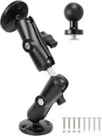 AMPS Round Plate Drill Base for Fish Finder, T-Bolt Track Mount with Aluminum Long Arm Extension for Garmin Striker 4 / Plus 4 / Vivid 4cv, Compatible with RAM Mounts/GPS Chartplotter Holder/Boat