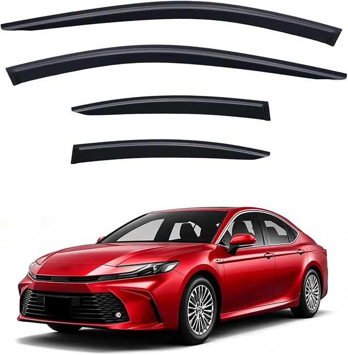 Rain Guards for 2025-2026 Toyota Camry, Out-Channel Window Visor Shields Vent Deflector Shade Wind Dark Smoke 25 26, Tape-On Inside-Mount, 4PCS