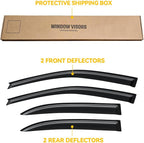 Window Visors for 2003-2008 Toyota Corolla, Rain Guards Shields Vent Deflector Shade Dark Smoke 2004 2005 2006 2007, Tape-On, 4PCS