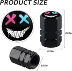 4Pack Smiling Face Tire Valve Caps Universal Tire Air Cap Valves Stem Cover | Aluminum Alloy Rust-Proof Valve Stem Caps, for Auto SUV Truck Motorcycle Bicycle, Smiling Face Gifts for Women Men Drivers