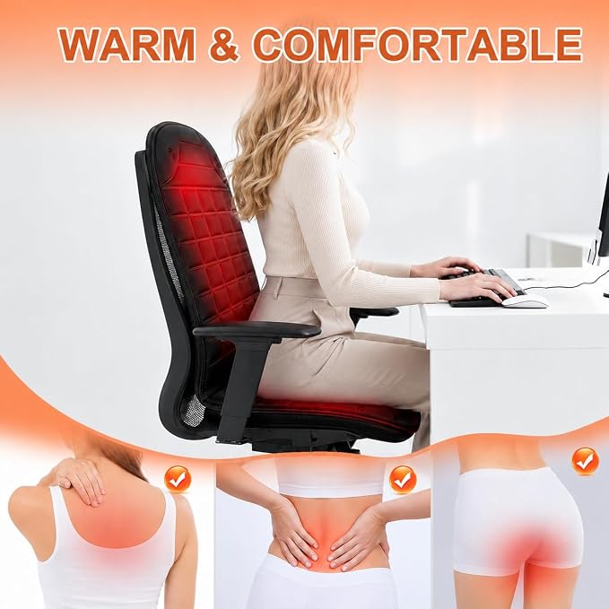 Seat Cushion, Full Back and Seat Cover, Office Chair Pad for Winter Gift (Light Gray)