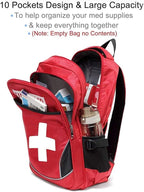 First Aid Bag Empty Red Emergency Medical Bag First Responder Trauma Multi-Pocket Traveling Field Trips Camping Essentials (Red,Pack of 5)