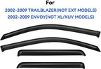 Window Visors Rain Guards for 2002-2009 Chevy Trailblazer, Out-Channel Window Vent Wind Deflectors Visors Shades for 2006-2009 Trailblazer SS