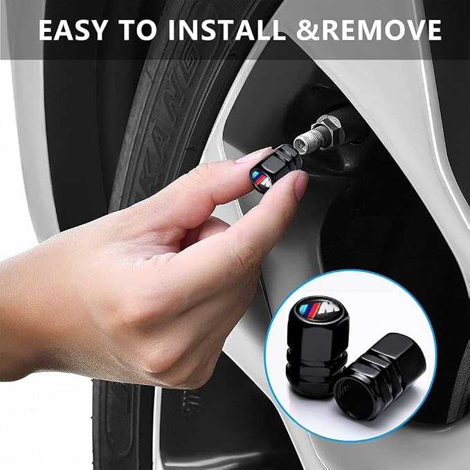 Car Keychain and Car Tire Valve Stem Caps Combo Compatible with BMW M M2 M4 M5 M6 M8 X1 X2 X3 X5 X6 M135i M240i Z4 328i X7 Keyring for Men and Women Family Present Car Accessories