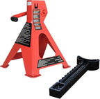 Steel Jack Auto Stands, 3 Ton (2.7 metric Ton) Capacity, Easy to Use, Adjustable Height, 6,000 lb, 1 Pair, Black and Red(For Sedans and Urban SUVs)