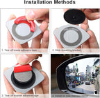 Frameless Blind Spot Mirror for Cars - 2 Pack HD Glass Convex Rear View Mirror, 360° Rotate Sway Adjustable Side Mirror for SUV, Truck, Van - Driving Safety Accessories