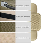 Arm Rest Cover for Car,Leather+Memory Foam Center Console Cover with Storage Bags,Universal Middle Console Cover Car Accessories Interior for Most Car Center Consoles (Beige)