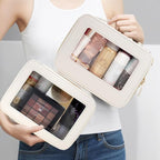 Travel Clear Makeup Bag Set, TSA Approved Cosmetic Bag Case with Zipper Portable Makeup Pouch Toiletry Bag Traveling Cosmetic Organizer Storage Bag Car Organizer Car Essentials