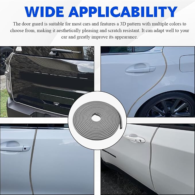 16.4Ft(5M) Car Door Edge Guards, Car Door Protector, U Shape Edge Trim Rubber Anti-Collision Seal Protector, No Glue Required Auto Entry Guard Seal Strips Fit for Trucks SUVs Sedans (Gray)