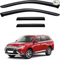 Rain Guards for 2011-2020 Mitsubishi Outlander (Excludes Sport), Out-Channel Window Visor Shields Vent Deflector Shade Wind Dark Smoke 2012 2013 2014 2015 2016 2017 2018, Tape-On Outside-Mount, 4PCS