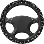 Music Note Black White Steering Wheel Cover for Women Men Girls Car Accessories Decor Anti-Slip Neoprene Auto Steering Wheel Covers Protector Universal 15 Inch