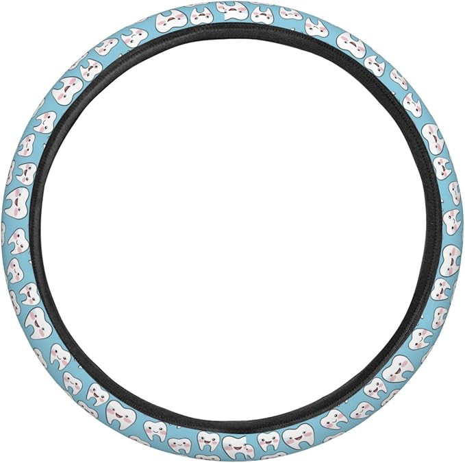 Cartoon Cute_Dental Steering Wheel Covers Anti-Slip Elasticity Car Accessories Steering Wheel Protector Universal 15 Inch for Cars SUV Vehicle Truck