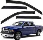 WV94109 Extra Durable Outside-Mount Car Window Visors Rain Guards, Fit 2009-2018 Dodge Ram 1500 Crew Cab, 2010-2026 Ram 2500 & 3500 Crew Cab/Mega Cab, 2019-2024 Ram 1500 Classic Crew Cab, Smoke, 4-Pcs