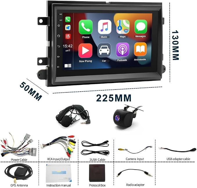 7" Android 14 Car Stereo Radio for Ford Mustang 2005 2006 2007 2008 2009 with Carplay Android Auto,Touch Screen Car Radio with GPS Navigation Bluetooth WiFi FM RDS SWC AHD Backup Camera, 2+32G