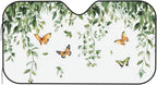 Windshield Sun Shade Botanical Leaf Butterfly Watercolor Car Front Window Sunshade Cover for Truck SUV Blocks UV Rays Automotive Visor Interior Protector 51 x 27.5 inch