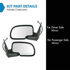 2 Piece Driver and Passenger Side Mirror Assembly Set Manual Folding Electric Adjustment Heated No Memory Black Compatible with 1999-2002 Chevrolet Silverado 1500 GMC Sierra 1500