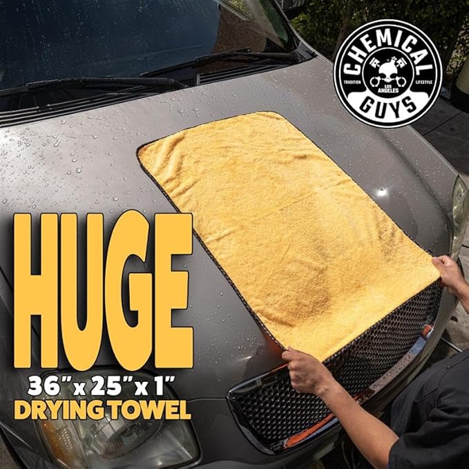 Large Microfiber Drying Towel for Cars Trucks SUVs RVs and Motorcycles, Large 36 x 25 Inch Yellow Absorbent Exterior Drying Towel