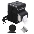 Car Trash Can with Lid,Bag Hanging Storage Pockets,Adjustable Tissue Holder & Straps,Portable Waterproof Garbage Bin, 1.98 Gal Large Capacity Multipurpose Bin