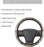 Southwest Aztec Beige Blue Car Steering Wheel Cover Universal 15 Inch Auto Accessories Car Interior Decoration for Women Men Fit SUV Sedans Vans Trucks