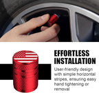 American Flag Tire Valve Stem Caps - (5 Pack) Metal Air Caps with Plastic Liner, Corrosion Resistant, Leak-Proof, Universal Stem Covers for Cars Trucks Motorcycles and Bikes - Red